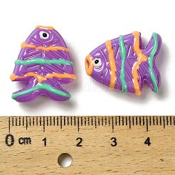 ペイントガラスビーズを焼く  魚  エナメル  ミディアム蘭  18~18.5x22x8~8.5mm  穴：1.6mm&nbsp;LAMP-I032-01A