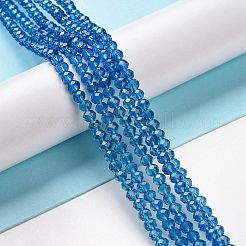 多面カットロンデル透明ガラスビーズ連売り  スチールブルー  4x3mm  穴：1mm  約105~110個/連  38~39cm&nbsp;EGLA-J134-4x3mm-B11