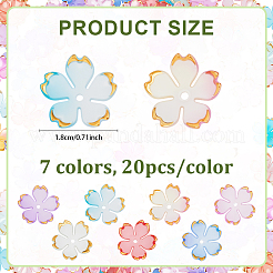 140 個 7 色のアクリルビーズキャップ  5  - 花びらの花  ミックスカラー  17.5x18x5mm  穴：1.2mm  20個/カラー&nbsp;OACR-ME0001-11