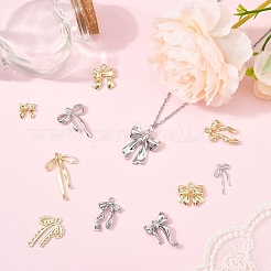 15本15スタイルアロイペンダント  蝶結び  ゴールドカラー  11~44x10.5~35.5x2~4mm  穴：1.4~3mm  1個/スタイル&nbsp;FIND-YW0008-04A