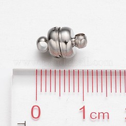 ループ付き真鍮製マグネットクラスプ  オーバル  プラチナ  12x7mm  穴：1.5mm&nbsp;KK-H361-N
