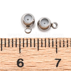 304ステンレス鋼チューブベイル  ゴム栓付き  ラウンド  ステンレス鋼色  5.5x4x3.5mm  穴：0.5mm＆1.2mm&nbsp;STAS-G354-02A-P