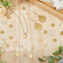 真鍮チャーム  空白タグのスタンプ  フラットラウンドのチャーム  生（メッキなし）  12x0.8mm  穴：1.5mm  40個/箱&nbsp;KK-DC0004-09A-C