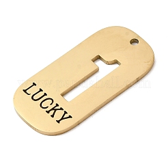 304ステンレスペンダント  数字の1と「lucky」の文字が書かれた楕円  イオンプレーティング（ip）  18KGP本金メッキ  35x17x1.5mm  穴：1.8mm&nbsp;STAS-D200-02B-G