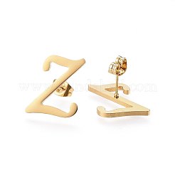 304ステンレススチールペンダントとスタッドピアスジュエリーセット  アルファベット  文字.z  48x38x1.7mm  穴：9x4.5mm  17x14x1.5mm  ピン：0.8mm&nbsp;SJEW-P100-24G