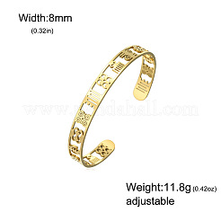304ステンレススチール製アフリカンシンボル中空オープンカフバングル（女性用）  18KGP本金メッキ  内径：2.36インチ（6cm）&nbsp;WG47EAD-04