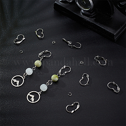 304ステンレススチールフレンチフックピアス金具40個  40個のオープン丸カン付き  ステンレス鋼色  16x11x3.5mm  穴：1mm&nbsp;STAS-UN0052-48