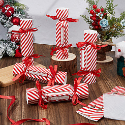 6個のキャンディー型紙製クリスマスサプライズ引き出し式マネーポーチギフトボックス（現金ギフト用）  リボン付き  レッド  17.5x4.5x4.5cm&nbsp;ABAG-DC0001-06