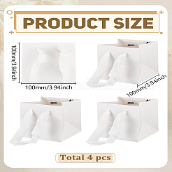 持ち手付き紙包装ギフトバッグ  長方形  ホワイト  10x10x10cm&nbsp;ABAG-WH0039-41A