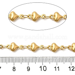 304ステンレススチールハートリンクチェーン  溶接されていない  スプールで  18KGP本金メッキ  12x6.5x3.5mm  5 m /ロール&nbsp;CHS-C016-30G
