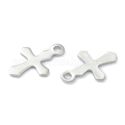変色しない304ステンレススチールの小さなクロスチャーム  レーザー切断  ステンレス鋼色  9x6x0.4mm  穴：0.9mm&nbsp;STAS-H149-01P