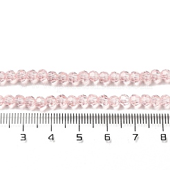 透明ガラスビーズ連売り  ファセット（32ファセット）  ラウンド  ミスティローズ  4mm  穴：0.7mm  約87~93個/連  32~33cm&nbsp;LS-EGLA-A035-T4mm-D20
