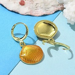 女性用真鍮エナメルフレンチフックピアス  シェル形状  18KGP本金メッキ  ミックスカラー  30mm&nbsp;EJEW-U032-01G