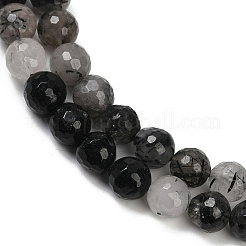 天然石ブラックルチルクォーツビーズ連売り  ラウンド  7~8mm  穴：1mm  約60個/連  14.96インチ（38cm）&nbsp;G-R447-8mm-03-01