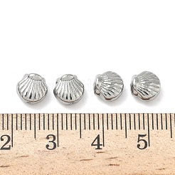 304ステンレススチールビーズ  シェル形状  ステンレス鋼色  7x7x4mm  穴：1mm&nbsp;X-STAS-D204-48P