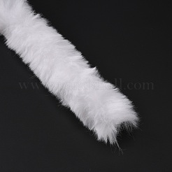 人工毛のコスチュームアクセサリー  模造ウサギのファー  ホワイト  4x0.15cm  10 M /バンドル&nbsp;AJEW-WH0020-54
