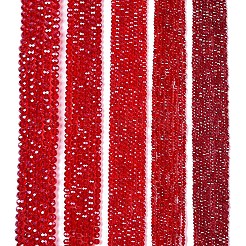 電気メッキガラスビーズセット  パール光沢メッキ  多面カット  ロンデル  ファイヤーブリック  8x6mm  穴：1mm  約60~62個/連  39~40cm&nbsp;LS-EGLA-A044-T8mm-A01