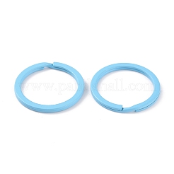 スプレー塗装された鉄のキーチェーンの留め金  リング  ライトスカイブルー  30x2.5mm  内径：24.7mm&nbsp;IFIN-WH0063-13C