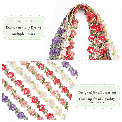 ポリエステルリボン  花柄  フラット  服飾材料  ダークスレートブルー  3/4インチ（18x1.5mm）&nbsp;OCOR-WH0068-45H