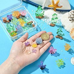 28個 14スタイル 樹脂製海洋生物ディスプレイ装飾  ホームオフィスのデスク装飾用  混合図形  ミックスカラー  15.5~52x14.5~30x4.5~24mm  2個/スタイル&nbsp;RESI-CJ0004-72