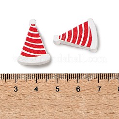 クリスマステーマのシマウッドビーズ  印刷  クリスマスの帽子  22x16x8mm  穴：3mm&nbsp;WOOD-F018-01
