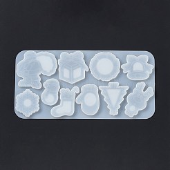 クリスマステーマ DIY ツリー/サンタクロース/雪だるま流砂シリコンモールド  シェーカーモールド  レジン型  UVレジン用  エポキシ樹脂工芸品作り  ホワイト  143x287x8mm  内径：52~74x45~81mm&nbsp;LS-DIY-E065-03