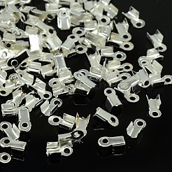 アイアン製折りたたみ式カシメエンドパーツ  圧着コードの端を折ります  銀色のメッキ  9x3.5x4mm  穴：2mm&nbsp;E033Y-S