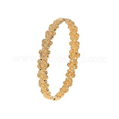 女性用304ステンレススチールヒンジ付きバングル  花  ゴールドカラー  内径：2.40インチ（6.1cm）&nbsp;FS-WGCDA32-02