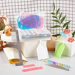DIYダイヤモンド画像キット  鉄ピンセットで  ラベルシールステッカー  diyラインストーンピッカーツール  トレイプレート  プラスチック化粧品ジャー＆シリコンパッド  ミックスカラー&nbsp;DIY-NB0003-67