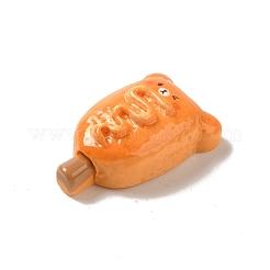 不透明樹脂模造食品デコデンカボション  クマパン  オレンジ  28x17.5x10mm&nbsp;X-CRES-A058-01E