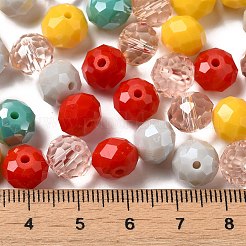 ガラスビーズ  多面カット  ロンデル  グレー  10x8mm  穴：1mm  約52個/47g&nbsp;LS-EGLA-A034-SM10mm-44
