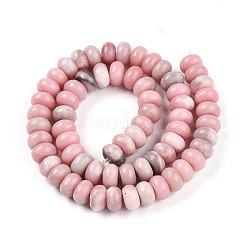天然石ピンクオパールビーズ連売り  ロンデル  10~10.5x5~6mm  穴：0.8mm  約62~79個/連  14.76~15.35インチ（37.5~39cm）&nbsp;G-T140-75A
