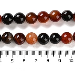 天然石縞瑪瑙/バンデットアゲートビーズ連売り  染め  ラウンド  チョコレート  10mm  穴：1.2mm  約19個/連  7.60''（19.3センチメートル）&nbsp;G-Z060-A01-C13