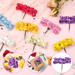 120色の紙製造バラの花10個  DIY 工芸品ホームフェスティバル装飾パーティーの装飾  ミックスカラー  83x18x9mm  12個/カラー&nbsp;DIY-SP0005-83