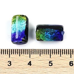 手作り銀箔ガラスベネチアンビーズ  コラム  カラフル  13~14x8~8.5mm  穴：1.4~1.8mm&nbsp;LAMP-I027-03A