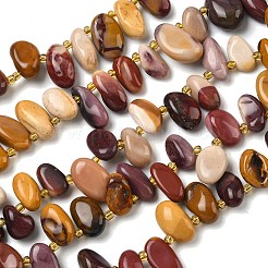 天然石モッカイトビーズ連売り  ティアドロップ  トップ掘削  シードビーズで  10~28x8~12x4~8mm  穴：0.9mm  約42~44個/連  15.16''~15.55''（38.5~39.5センチメートル）&nbsp;G-P604-A19-01