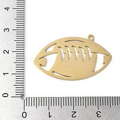 304ステンレスペンダント  ラグビーのチャーム  18KGP本金メッキ  20.5x33x1mm  穴：1.5mm&nbsp;LS-STAS-E501-10G