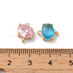 真鍮パヴェガラスコネクターチャーム  ニッケルフリー  オーバルリンク  ゴールドカラー  ミックスカラー  10x8x4mm  穴：1.2mm&nbsp;KK-C062-034G