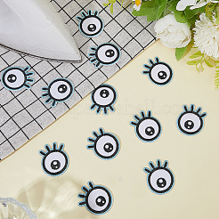 コンピューター刺繍ポリエステル縫い付けパッチ15個  マスクと衣装のアクセサリー  目/まつげ  ホワイトスモーク  41x33mm&nbsp;PATC-GF0001-71A