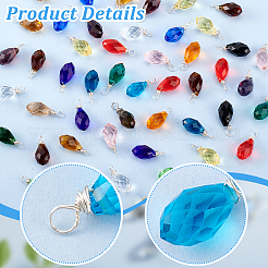 120 個 20 色のガラスペンダント  銅線と  ティアドロップ  ミックスカラー  18mm  穴：2.5mm  6個/カラー&nbsp;PALLOY-PH01677
