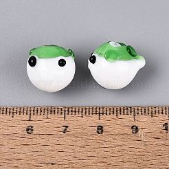 手作りランプワークビーズ  フグ  ライムグリーン  12~14x12~14x16~18mm  穴：1.2~1.5mm&nbsp;LAMP-Q039-12H