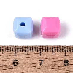 プラスチックビーズ  キューブ  多面カット  ミックスカラー  8x8x8mm  穴：1.8mm  約1190個/500g&nbsp;KY-N025-14