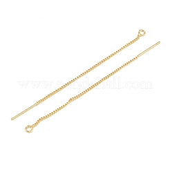 真鍮製スタッドピアスパーツ  カン付き  18KGP本金メッキ  58x3x1mm  穴：1.6mm  ピン：0.7mm&nbsp;KK-H536-07G