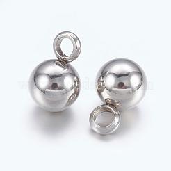 変色しにくい304ステンレススチールペンダント  ラウンド  ステンレス鋼色  7.5x5mm  穴：1.8mm&nbsp;STAS-E037-1