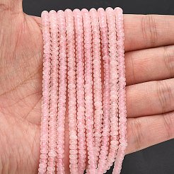 天然石ローズクォーツビーズ連売り  ロンデル  4x1.5mm  穴：0.7mm  約155個/連  14.96''（38センチメートル）&nbsp;G-L635-A07-4x2mm