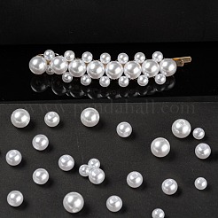 1150個5スタイルabsプラスチックイミテーションパールビーズ  ラウンド  ホワイト  1150個/セット&nbsp;KY-LS0001-20