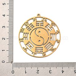 304ステンレスペンダント  陰陽八卦図チャーム  ゴールドカラー  37x34.5x1mm  穴：1.3mm&nbsp;STAS-D050-01G