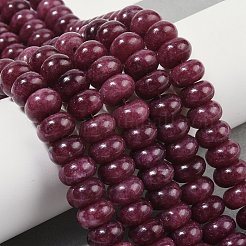 染め加工天然石ホワイトジェイドビーズ連売り  ロンデル  パープル  10x6mm  穴：1.2mm  約63個/連  14.88''（37.8センチメートル）&nbsp;X-G-G107-A19-01