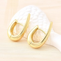 真鍮ティアドロップフープピアス  鉛フリー＆カドミウムフリー  長持ちメッキ  ラックめっき  18KGP本金メッキ  26x14.5x6mm&nbsp;EJEW-Z121-09G