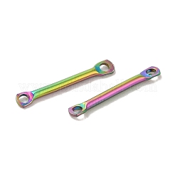 イオンプレーティング（IP）304ステンレススチールコネクタチャーム  バーリンク  虹色  15x2.5x1.2mm  穴：1.2mm&nbsp;STAS-Q323-06B-RC